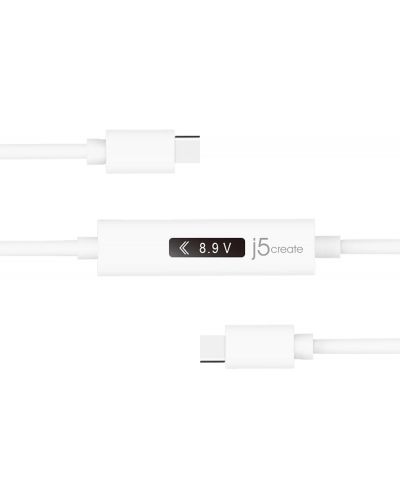 Кабел j5create - JUCP14, Измервател на мощност, 1.2 m, USB-C/USB-C, бял - 3