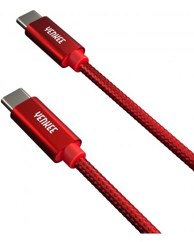 Кабел Yenkee - 2075100317, USB-C/USB-C, 2 m, червен - 2