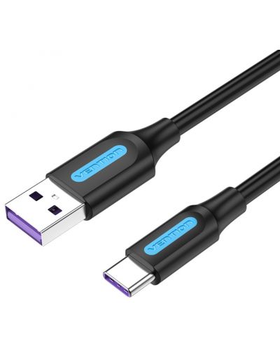 Кабел Vention - CORBG, Fast Charge, USB-A/USB-C, 1.5 m, черен - 1