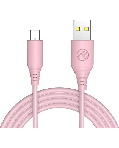 Кабел Tellur - TLL155402, USB-A/USB-C, 1 m, розов - 1