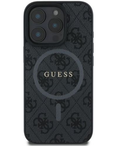 Калъф Guess - PU Leather 4G Colored Ring MagSafe, iPhone 16 Pro Max, черен - 1