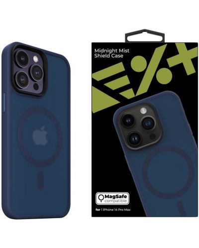 Калъф Next One - Midnight Mist Shield MagSafe, iPhone 14 Pro Max, син - 1