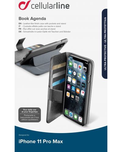 Калъф Cellularline - Book Agenda, iPhone 11 Pro Max, черен - 4