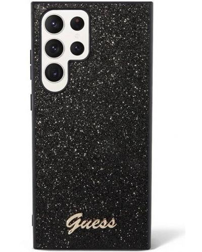 Калъф Guess - Glitter Flakes Metal Logo, Galaxy S23 Ultra, черен - 1