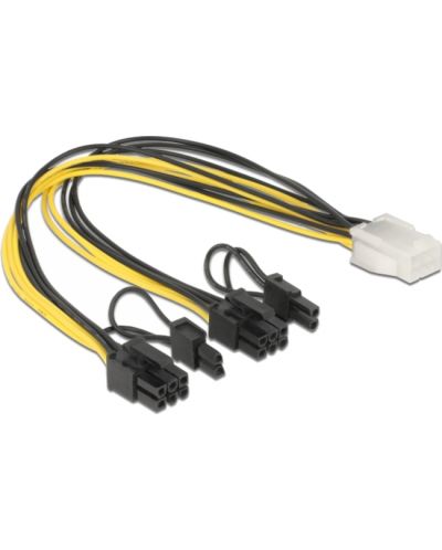 Кабел Delock - PCI Express Power, 6 pin F/2x 8 pin M, 0.3 m, жълт/черен - 2