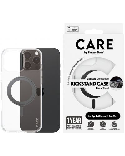 Калъф CARE - Black Kick MagSafe, iPhone 16 Pro Max, прозрачен - 1