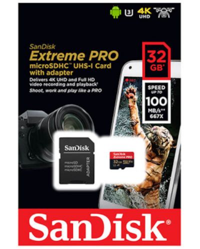 Карта памет SanDisk - Extreme Pro, 32GB, microSDHC + адаптер + Rescue Pro Deluxe 100MB - 3