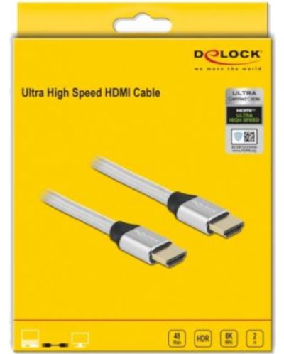 Кабел Delock - 85367 Ultra High Speed, HDMI/HDMI, 2m, сребрист - 2