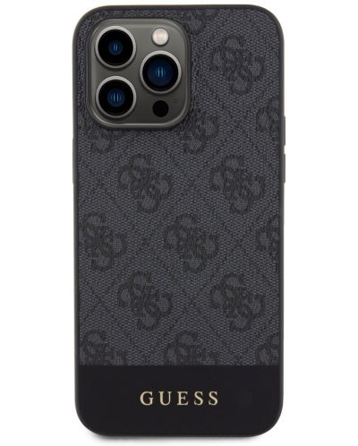Калъф Guess - PU 4G Stripe MagSafe Case, iPhone 15 Pro, черен - 2