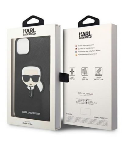 Калъф Karl Lagerfeld - Saffiano Karl Head, iPhone 14 Plus, черен - 8