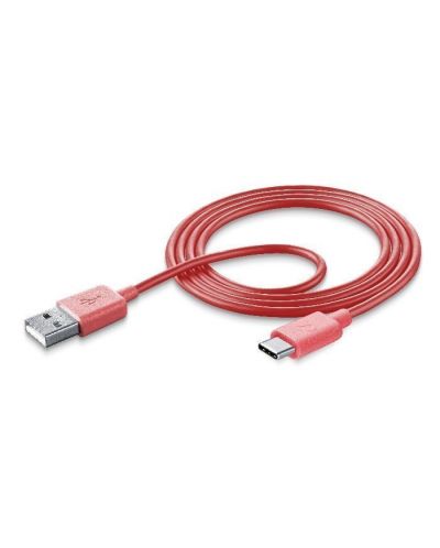 Кабел Cellularline - 5183, USB-A/USB-C, 1 m, розов - 1