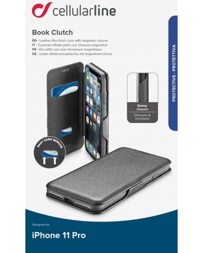 Калъф Cellularline - Book Clutch, iPhone 11 Pro, черен - 4