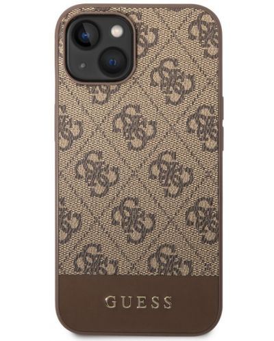 Калъф Guess - 4G Strip, iPhone 14 Plus, кафяв - 1