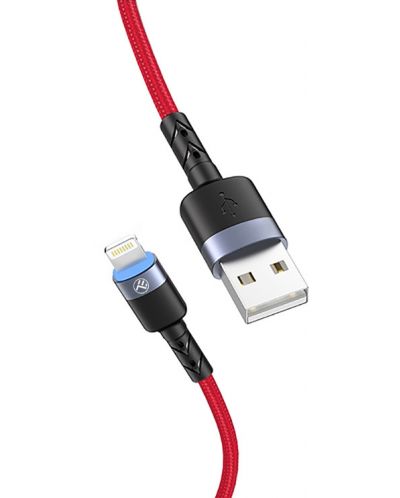 Кабел Tellur - TLL155354. USB-A/Lightning, 1.2 m, червен - 2
