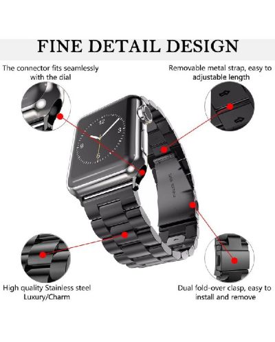 Каишка Techsuit - W036 Steel, Apple Watch, 42/44/45/49 mm, черна - 7