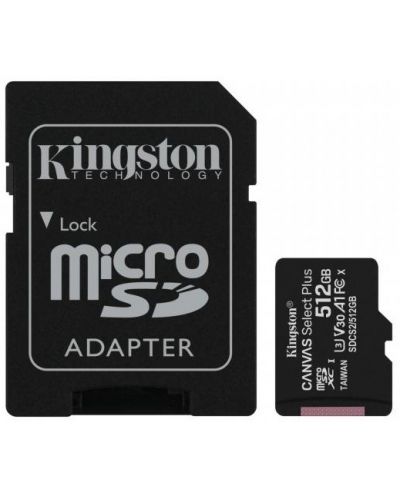 Карта памет Kingston - Canvas Select Plus, 512GB, microSDXC, Class10 - 1