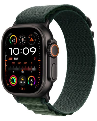 Каишка Apple - Alpine Loop M Black Titanium, Apple Watch, 49 mm, Dark Green - 1