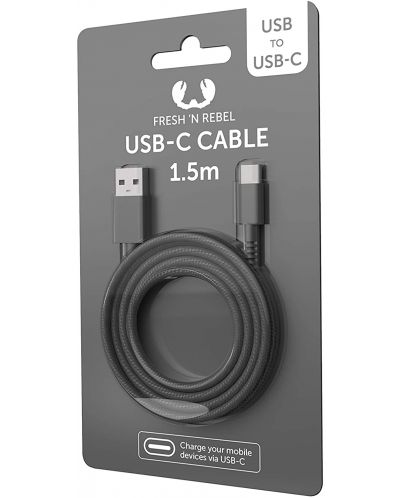 Кабел Fresh N Rebel - USB-A/USB-C, 1.5 m, тъмносив - 2