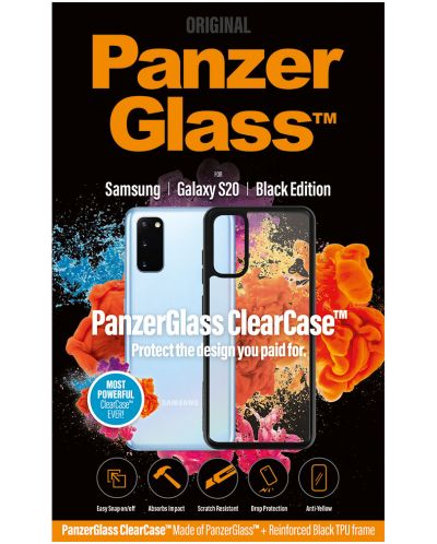 Калъф PanzerGlass - ClearCase, Galaxy S20, прозрачен/черен - 2