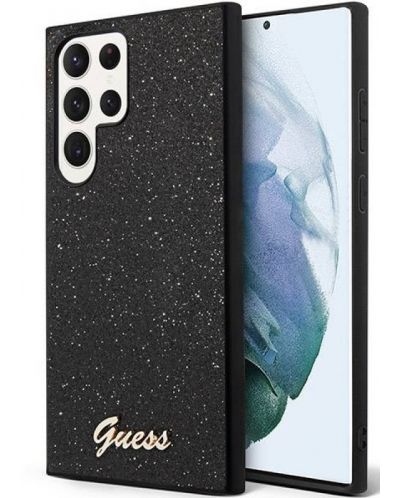 Калъф Guess - Glitter Flakes Metal Logo, Galaxy S23 Ultra, черен - 2