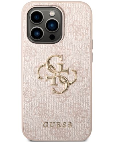 Калъф Guess - PU 4G Metal Logo, iPhone 15 Pro Max, розов - 2