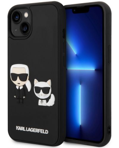 Калъф Karl Lagerfeld - Karl and Choupette, iPhone 14 Plus, черен - 5