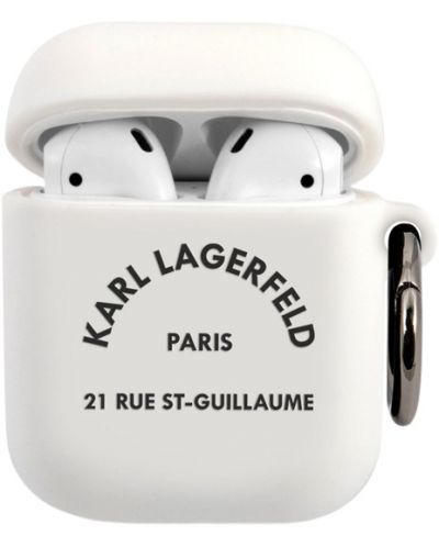 Калъф за слушалки Karl Lagerfeld - Rue St Guillaume, AirPods 1/2, бял - 1