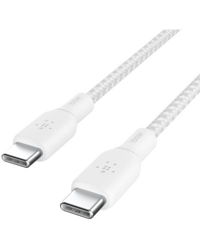 Кабел Belkin - Boost Charge, USB-C/USB-C, Braided, 3 m, бял - 4