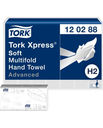 Кърпи за ръце Tork - Xpress Multifold Advanced, H2, двупластови, 21 х 136 кърпи - 1