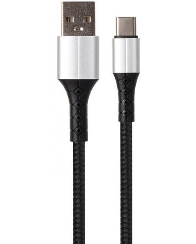 Кабел VCom - CU278C, USB-A/USB-C, 1 m, черен - 1