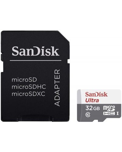 Карта памет SanDisk - Ultra, 32GB, microSDHC, Class10  + адаптер - 1