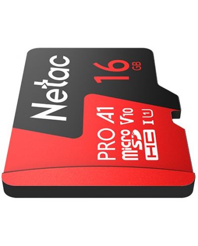 Карта памет Netac - 16 GB PRO A1, microSDHC, Class10 + адаптер - 2