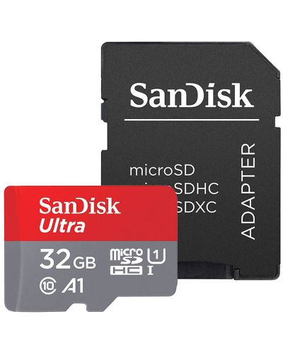 Карта памет SanDisk - Ultra, 32GB, microSDHC, Class10 + адаптер - 1