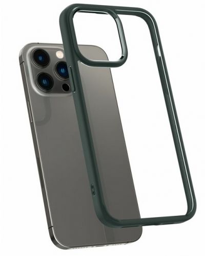 Калъф Spigen - Ultra Hybrid, iPhone 14 Pro Max, прозрачен/зелен - 3