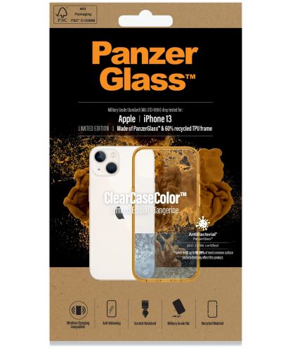Калъф PanzerGlass - ClearCase, iPhone 13/14, прозрачен/оранжев - 4