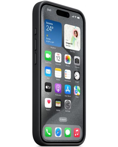 Калъф Apple - FineWoven MagSafe, iPhone 15 Pro, черен - 3