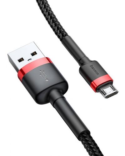 Кабел Baseus - Cafule, USB-A/Micro USB, 1 m, червен/черен - 2
