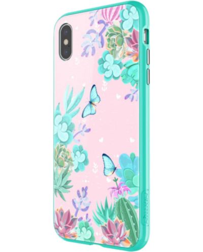 Калъф Nillkin - Floral, iPhone XS Max, зелен/розов - 2