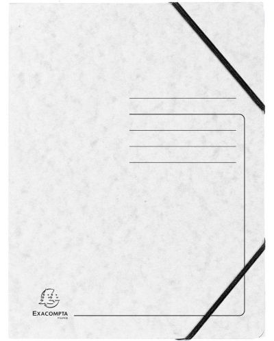 Картонена папка Exacompta - с ластик, бяло - 1