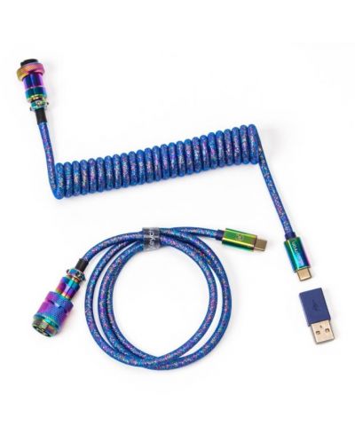 Кабел за клавиатура Keychron - Blue Colorful Premium , USB-C/USB-C, син - 1