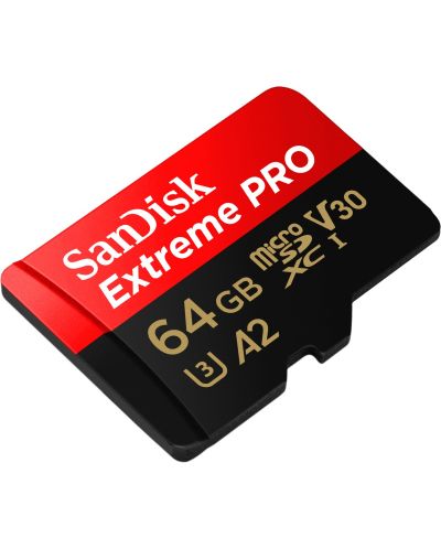 Карта памет SanDisk - Extreme PRO, 64GB, microSDXC, Class10 + адаптер - 2