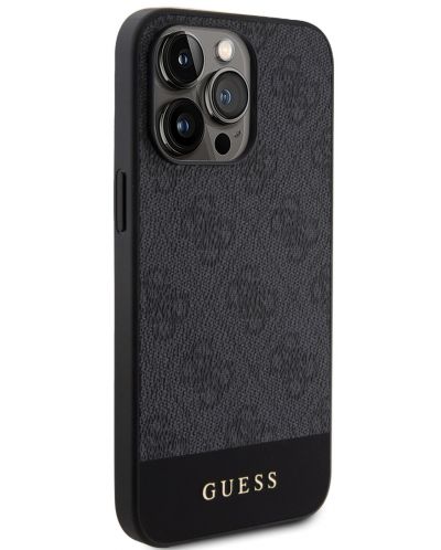Калъф Guess - PU 4G Stripe MagSafe Case, iPhone 15 Pro, черен - 3