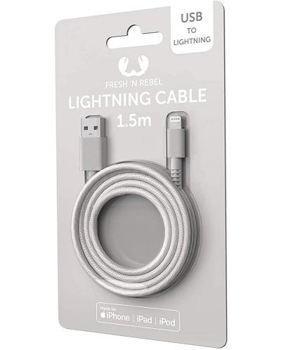 Кабел Fresh N Rebel - USB-A/Lightning, 1.5 m, светлосив - 2