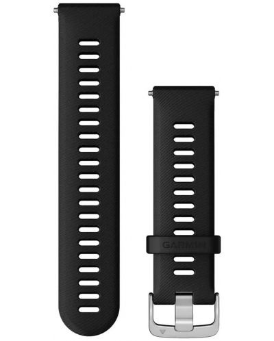 Каишка Garmin - QR Silicone, Forerunner, 22 mm, Black/Silver - 1