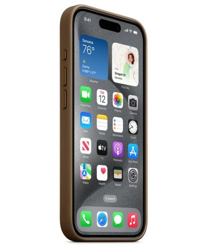 Калъф Apple - FineWoven MagSafe, iPhone 15 Pro, Taupe - 3