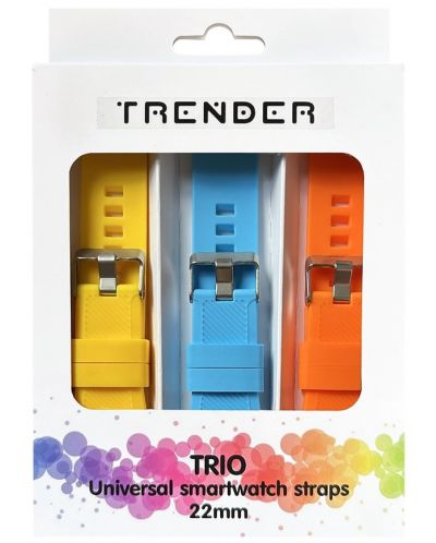Каишки Trender - Trio Bundle Groovy, 22 mm, 3 броя, жълта/синя/оранжева - 1