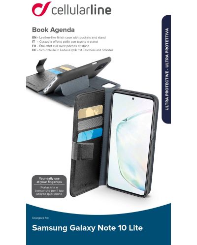 Калъф Cellularline - Book Agenda, Galaxy Note 10 Lite, черен - 4