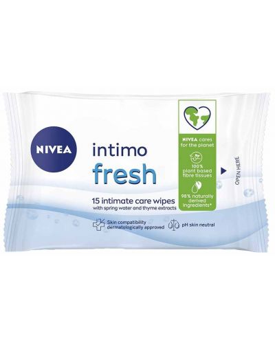 Nivea Кърпички за интимна хигиена Spring Water, 15 броя - 1