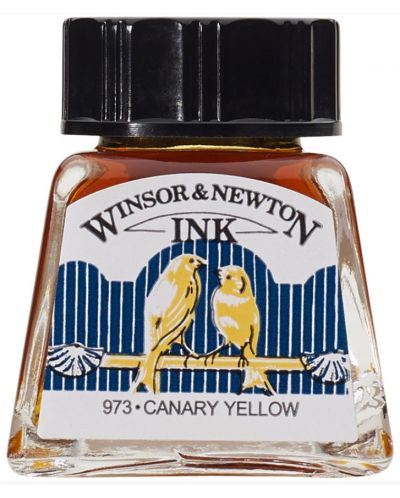 Калиграфски туш Winsor & Newton - Жълт, 14 ml - 1