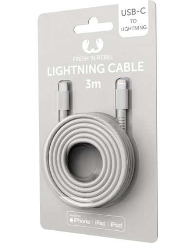 Кабел Fresh N Rebel - USB-C/Lightning, 3 m, светлосив - 2